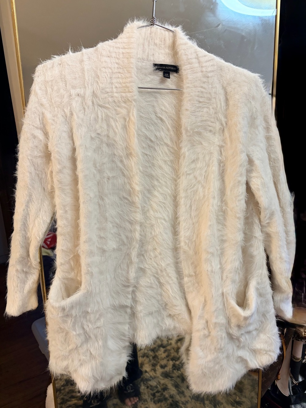 Banana Republic Cream Fuzzy Open Cardigan - XS